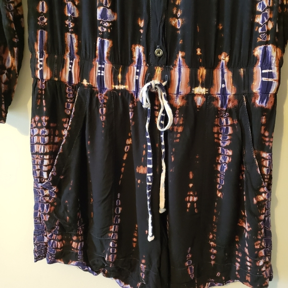 HARD TAIL Forever | Long Sleeve Ombré Tie-Dye Romper Small Bohemian Hippie - Picture 6 of 10